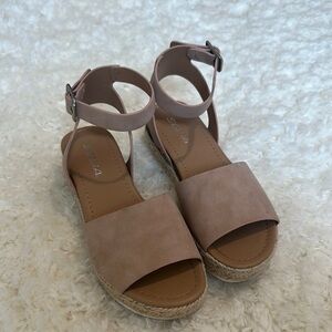 Soda Tan Sandals with Adjustable Ankle Strap
